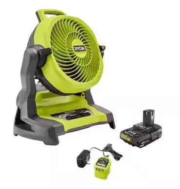 Open Box -  RYOBI ONE+ 18V Cordless 7-1/2 in. Bucket Top Misting Fan Kit with 1.5 Ah Battery and Charger RYOBIBullseye Deals