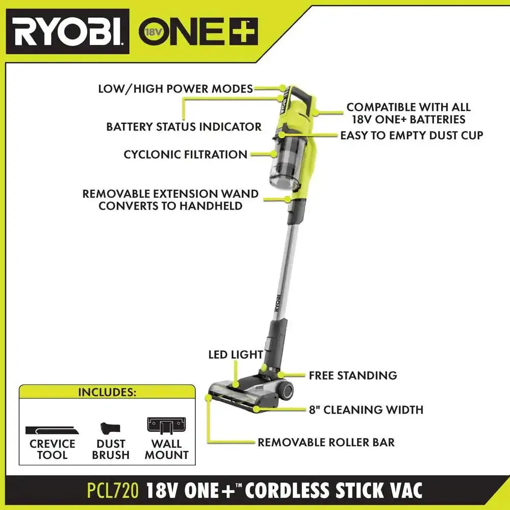 Open Box -  RYOBI ONE+ 18V Cordless Stick Vacuum Cleaner Kit with 4.0 Ah Battery and Charger RYOBIBullseye Deals