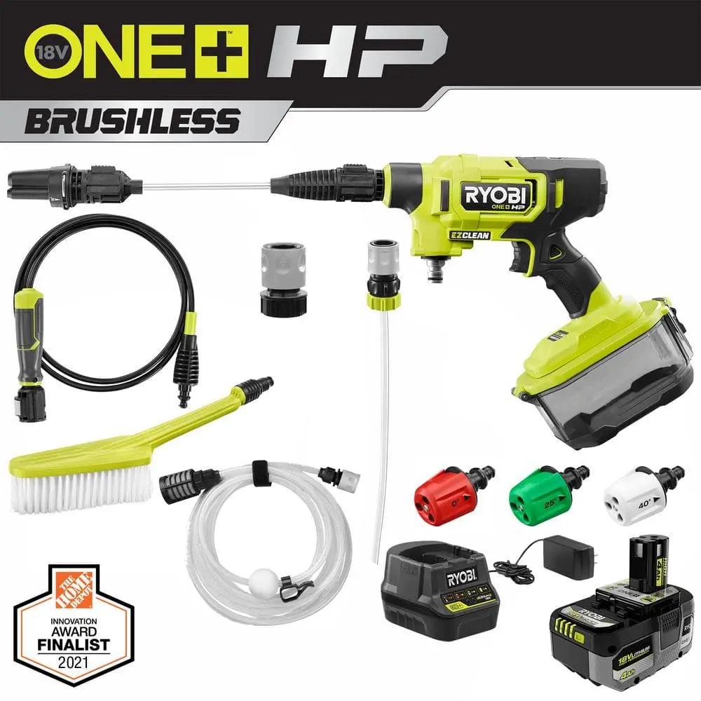 Open Box -  RYOBI ONE+ HP 18-Volt Brushless EZClean 600 PSI 0.7 GPM Cordless Electric Power Cleaner w/ 4.0Ah Battery, Charger, Accessories RYOBIBullseye Deals