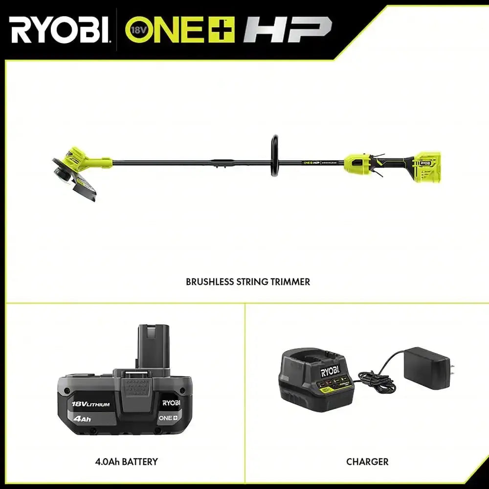 Open Box -  RYOBI ONE+ HP 18-Volt Brushless Lithium-Ion Cordless String Trimmer - 4.0 Ah Battery and Charger RYOBIBullseye Deals