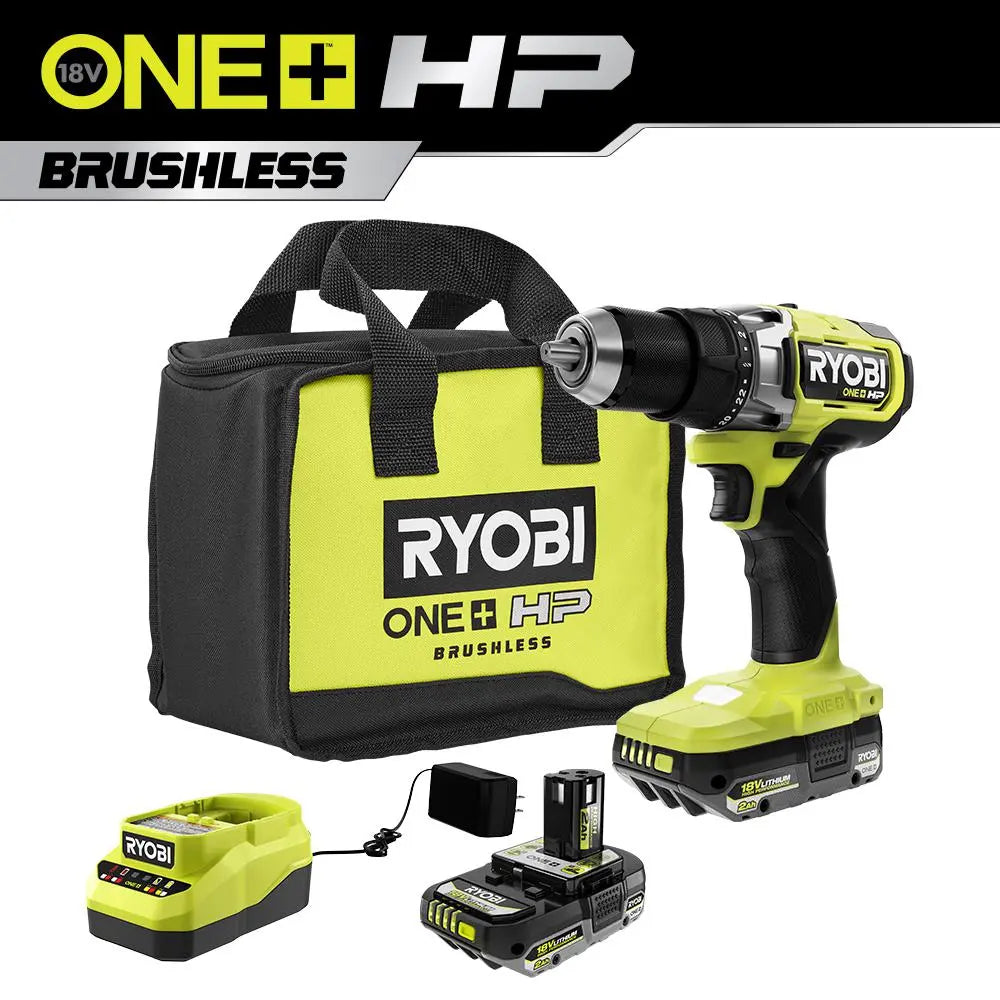 Open Box -  RYOBI ONE+ HP 18V Brushless Cordless 1/2 in. Drill/Driver Kit with (2) 2.0 Ah HP Battery, Charger and Bag RYOBIBullseye Deals