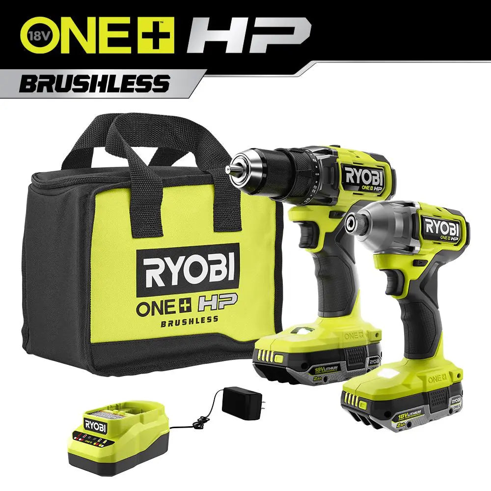 Open Box -  RYOBI ONE+ HP 18V Brushless Cordless 1/2 in. Drill/Driver and Impact Driver Kit w/ (2) 2.0 Ah Batteries, Charger, and Bag RYOBIBullseye Deals