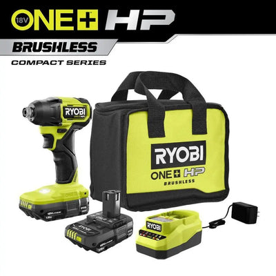 Open Box -  RYOBI ONE+ HP 18V Brushless Cordless Compact 1/4 in. Hex Impact Driver Kit with (2) 1.5 Ah Batteries and Charger RYOBIBullseye Deals