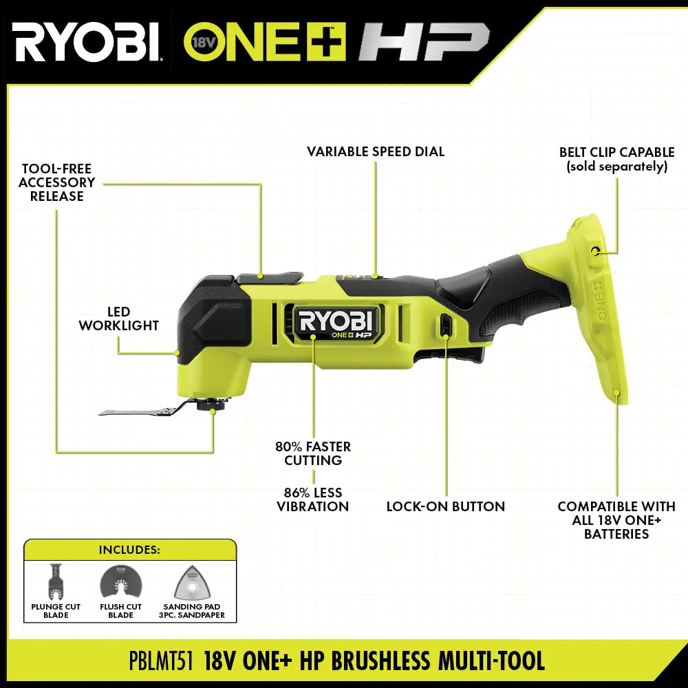 Open Box -  RYOBI ONE+ HP 18V Brushless Cordless Oscillating Multi-Tool (Tool Only) - Secondipity