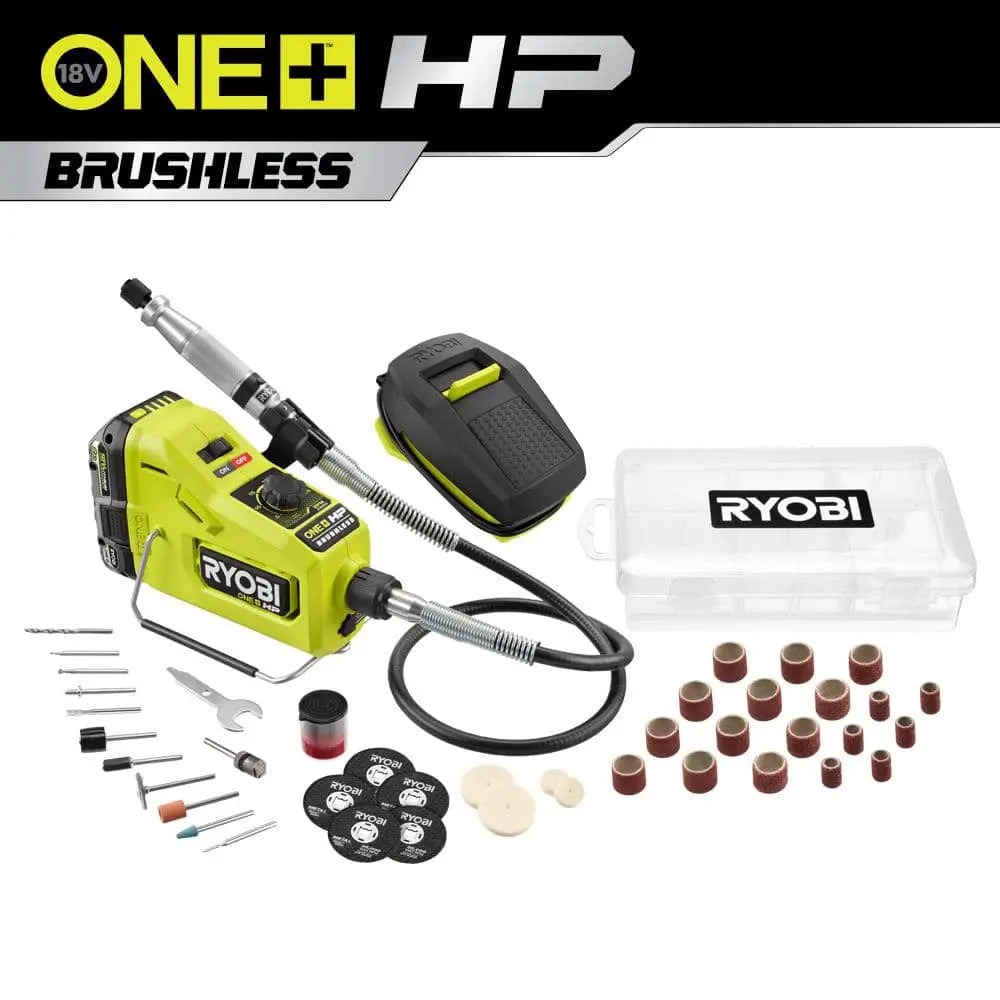 Open Box -  RYOBI ONE+ HP 18V Brushless Cordless Rotary Tool Kit with 2.0 Ah HIGH PERFORMANCE Battery and Charger - Secondipity