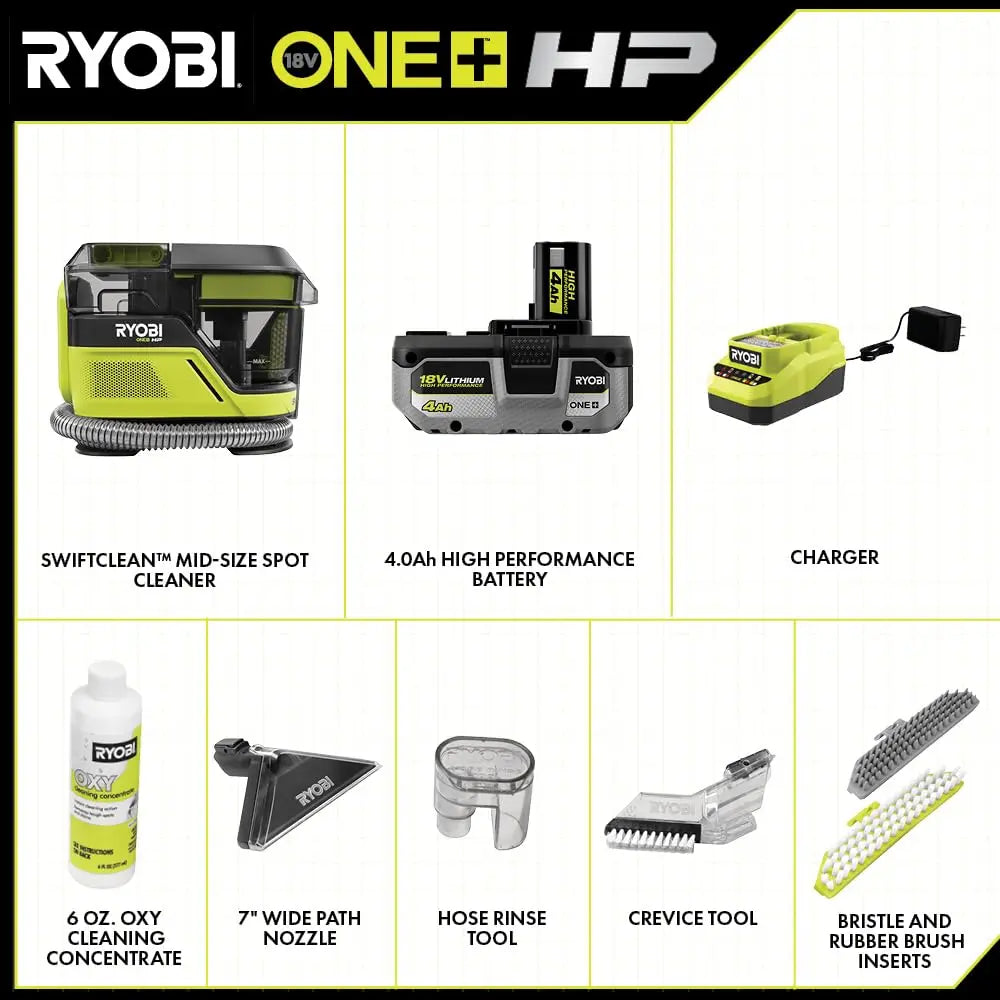 Open Box -  RYOBI ONE+ HP 18V Brushless Cordless SWIFTClean Mid-Size Spot Cleaner with 4.0 Ah Battery and Charger RYOBIBullseye Deals