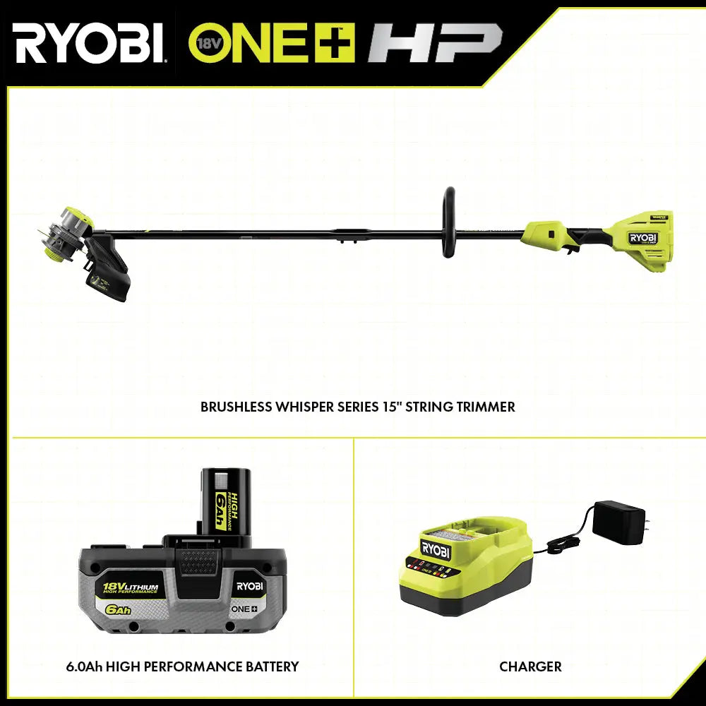 Open Box -  RYOBI ONE+ HP 18V Brushless Whisper Series 15 in. Cordless Battery String Trimmer (Tool Only) RYOBIBullseye Deals