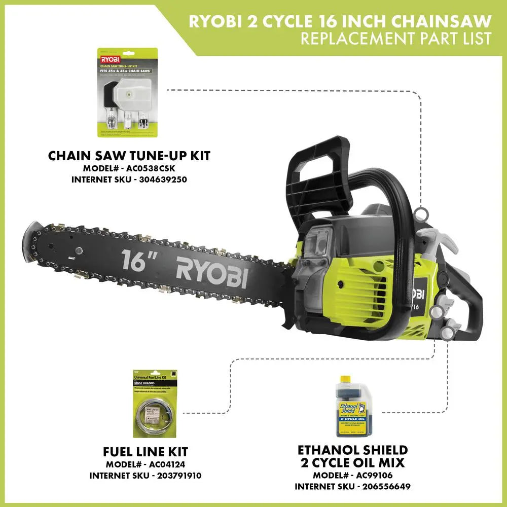 Open Box -  RYOBI RY3716 16 in. 37cc 2-Cycle Gas Chainsaw with Heavy-Duty Case RYOBIBullseye Deals