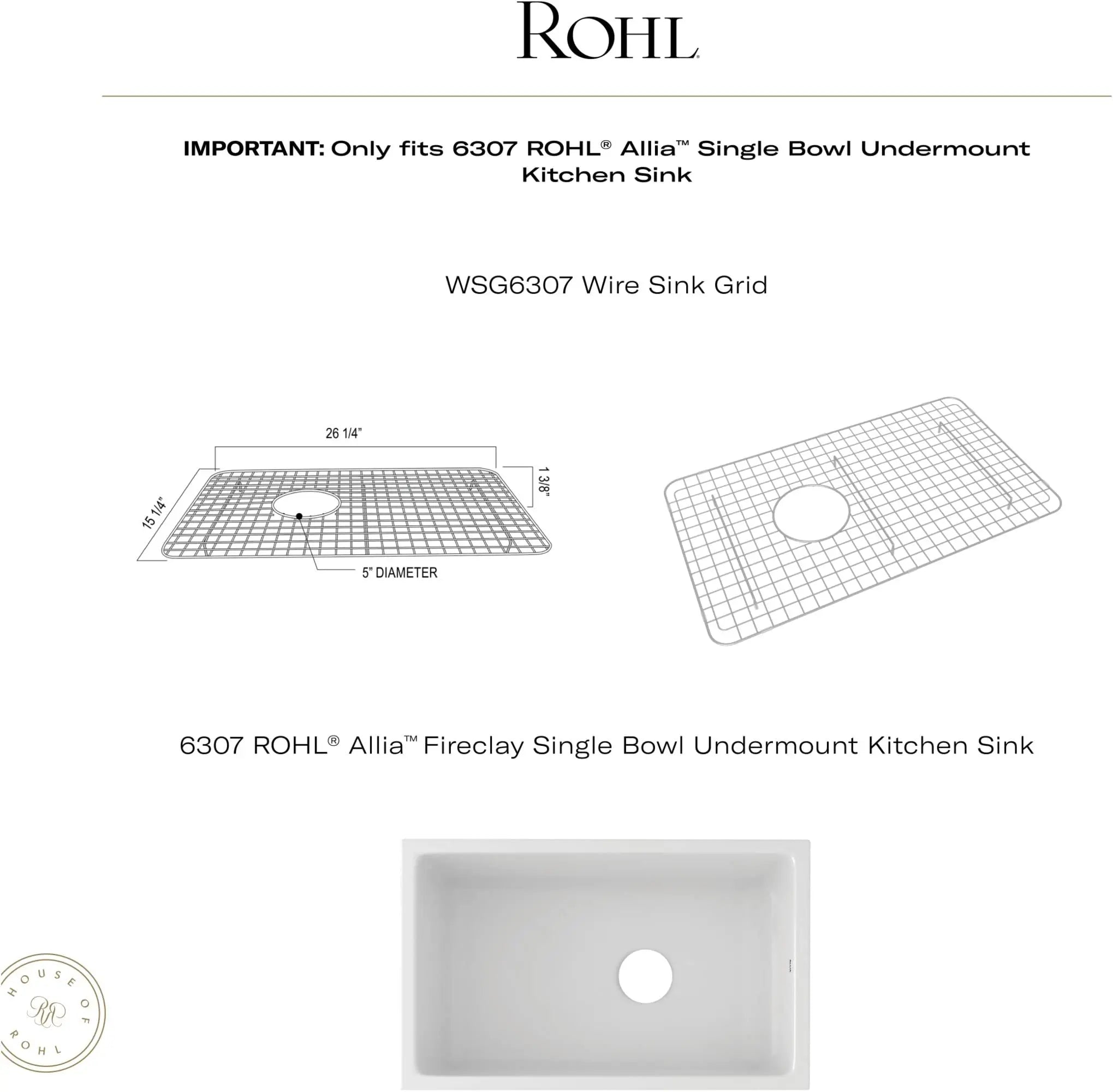 Open Box - Rohl WSG6307WH Wire Basin Rack for the Rohl 6307 Kitchen Sinks RohlBullseye Deals