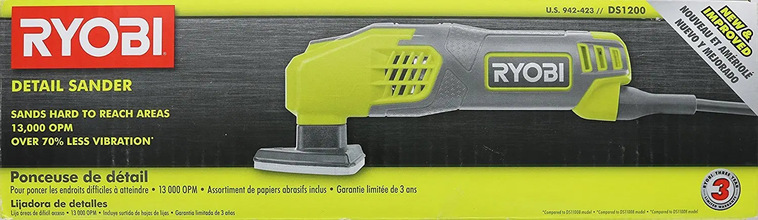 Open Box -  Ryobi 0.4 Amp Corded 2-7/8 in. Detail Sander RYOBIBullseye Deals
