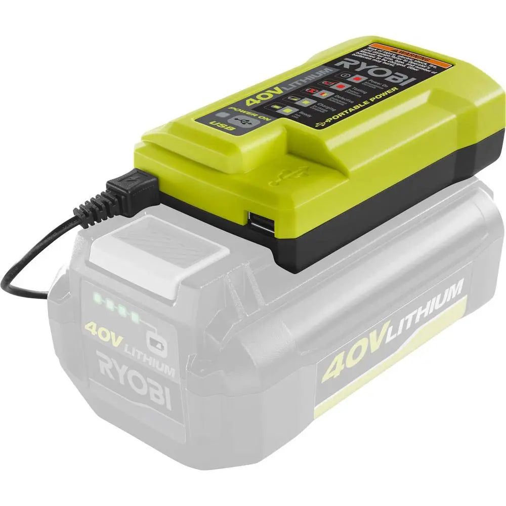 Open Box -  Ryobi 1004-040-931 40 Volt Compact Wired Lithium-Ion Battery Charger w USB Port RyobiBullseye Deals