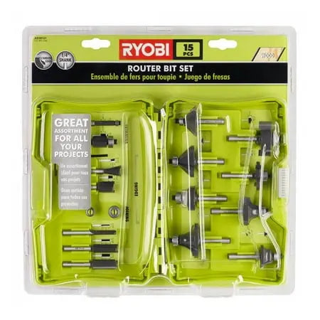 Open Box -  Ryobi A25R151 15 Piece 0.25 Inch Shank Router Bit Set RyobiBullseye Deals