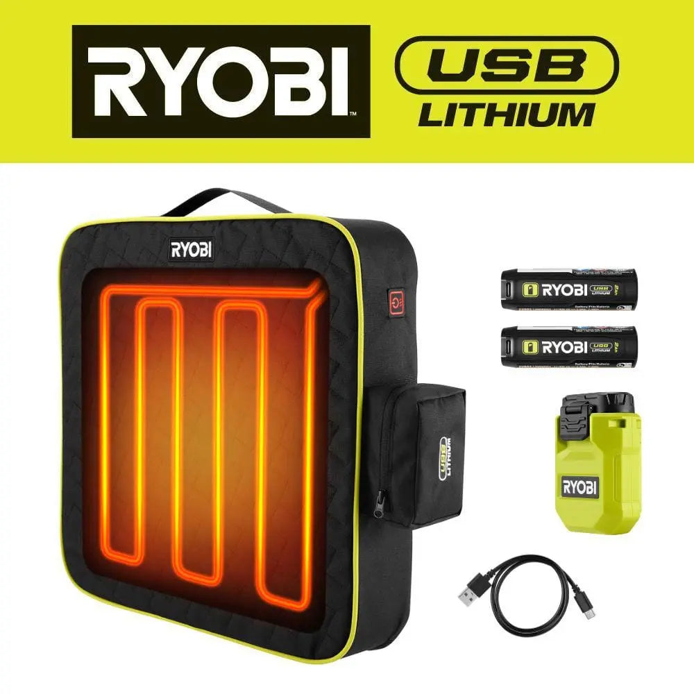 Open Box -  Ryobi USB Lithium Cordless Heated Cushion Kit with (2) 2.0 Ah Batteries and Charging Cable RYOBIBullseye Deals