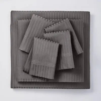 Open Box - 6pc 400 Thread Count Damask Solid Sheet Set - Threshold Signature - Secondipity - UPC -Threshold Signature