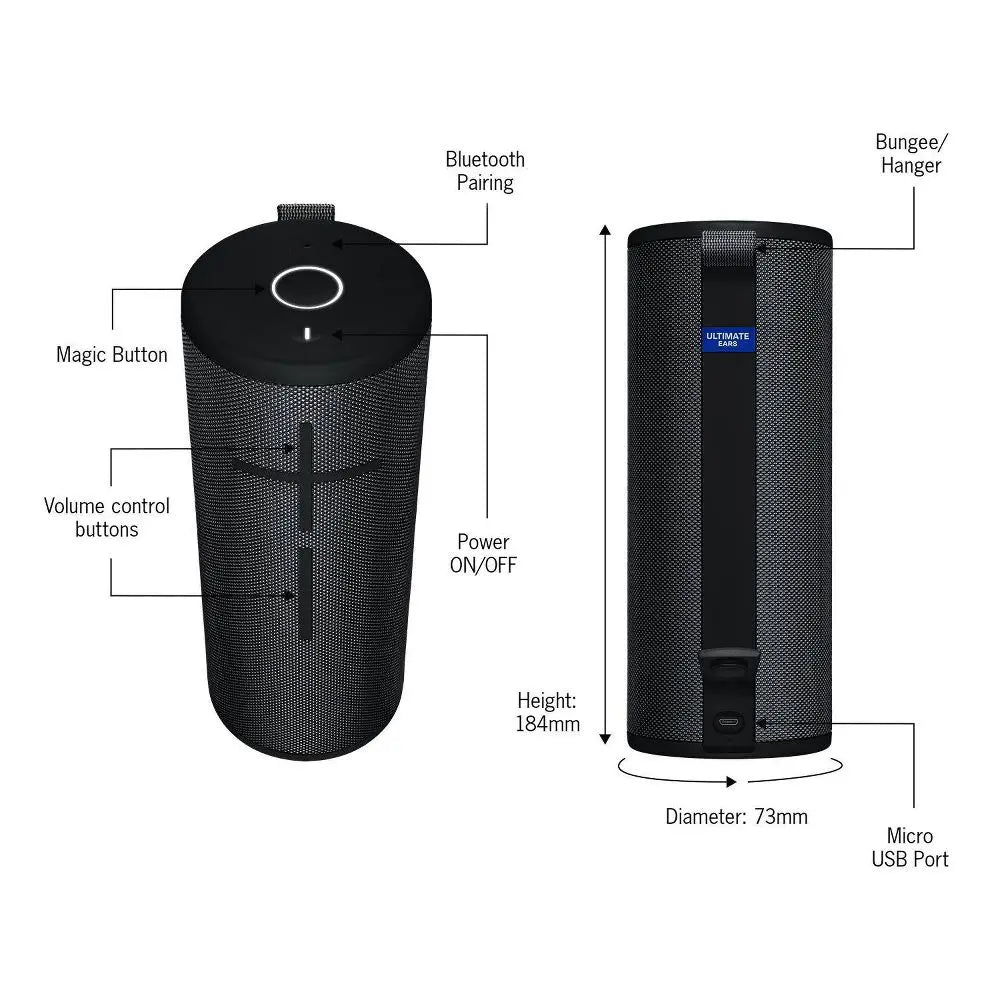 Open Box -  Ultimate Ears Boom 3 Bluetooth Speaker - Black Ultimate EarsBullseye Deals