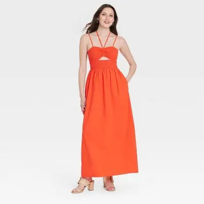 Open Box - Universal Thread Women's Smocked Cut-Out Maxi Dress Casual Sundress Universal ThreadBullseye Deals