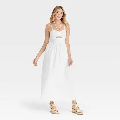 Open Box - Universal Thread Women's Smocked Cut-Out Maxi Dress Casual Sundress Universal ThreadBullseye Deals