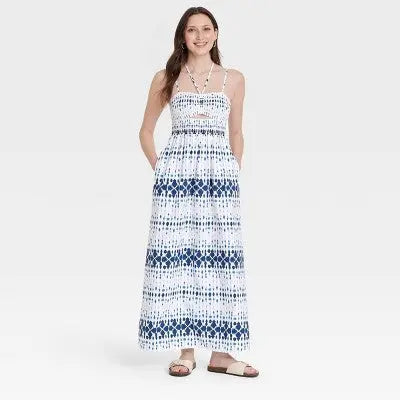 Open Box - Universal Thread Women's Smocked Cut-Out Maxi Dress Casual Sundress Universal ThreadBullseye Deals