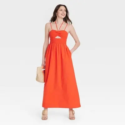 Open Box - Universal Thread Women's Smocked Cut-Out Maxi Dress Casual Sundress Universal ThreadBullseye Deals