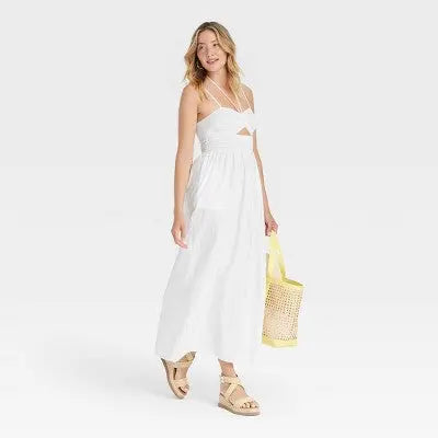 Open Box - Universal Thread Women's Smocked Cut-Out Maxi Dress Casual Sundress Universal ThreadBullseye Deals