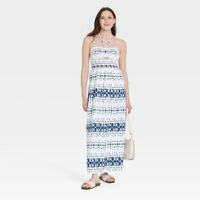 Open Box - Universal Thread Women's Smocked Cut-Out Maxi Dress Casual Sundress Universal ThreadBullseye Deals