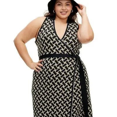 Open Box - Women's Collared Sleeveless Vintage Weave Neutral Sweaterknit Midi Wrap Dress - DVF Diane von Furstenberg for TargetBullseye Deals