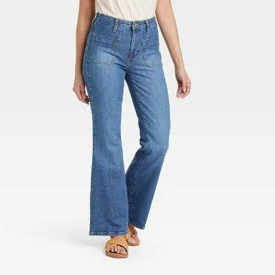 Open Box - Women's High-Rise Flare Jeans - Universal Thread White 4 Short Universal ThreadBullseye Deals