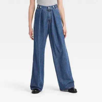 Open Box - Women's High-Rise Two Way Denim Trousers - Universal Thread Off-White 0 Universal ThreadBullseye Deals