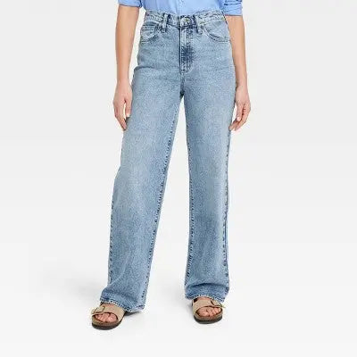 Open Box - Women's High-Rise Wide Leg Jeans - Universal Thread Medium Wash 14 Universal ThreadBullseye Deals