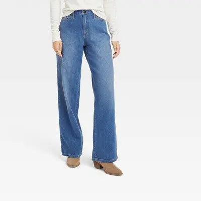 Open Box - Women's High-Rise Wide Leg Jeans - Universal Thread Medium Wash 14 Universal ThreadBullseye Deals