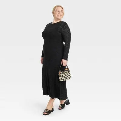 Open Box - Women's Long Sleeve Maxi Pointelle Dress - A New Day A New DayBullseye Deals