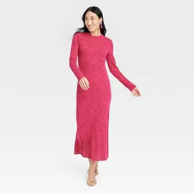 Open Box - Women's Long Sleeve Maxi Pointelle Dress - A New Day A New DayBullseye Deals