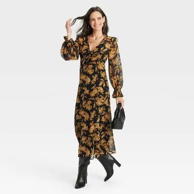 Open Box - Women's Long Sleeve Sheer Maxi Dress - A New Day A New DayBullseye Deals
