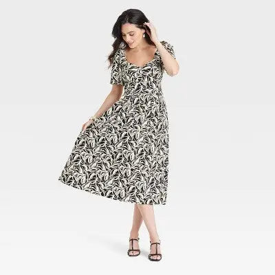 Open Box - Women's Short Sleeve Midi Dress - A New Day Floral A New DayBullseye Deals
