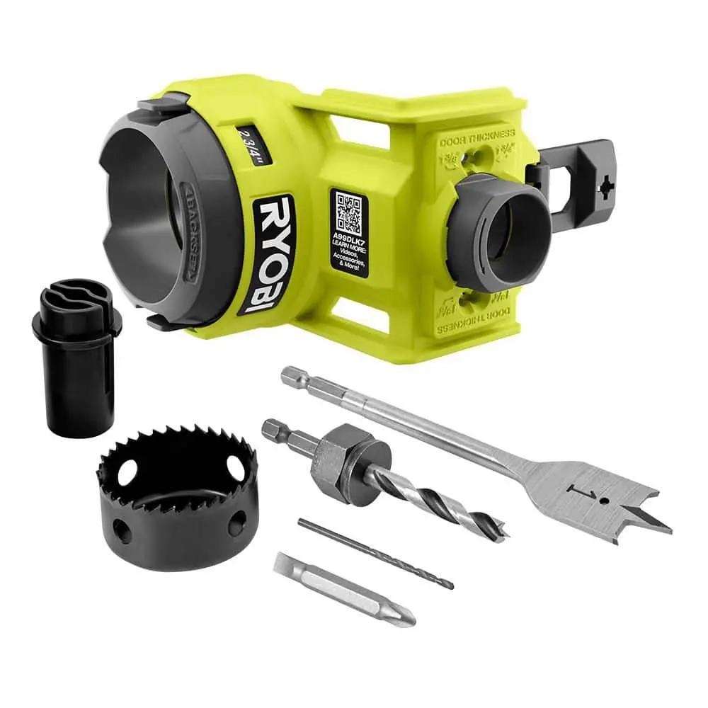 Open Box -  Wood Door Lock Installation Kit with Wood Hole Saw, Spade Bit, Pilot Bit, and Double Ended Screw Driving Bit RYOBIBullseye Deals