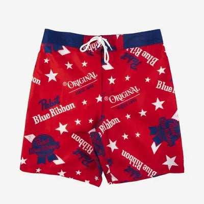 Pabst Blue Ribbon Men's Board Shorts Swim Shorts Trunk Swimwear UPF 50+ Pabst Blue RibbonBullseye Deals