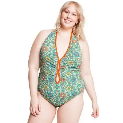 RHODE x Target Women's Zinnia Floral Halter Cheeky One-Piece: Bold & Flirty! - Secondipity