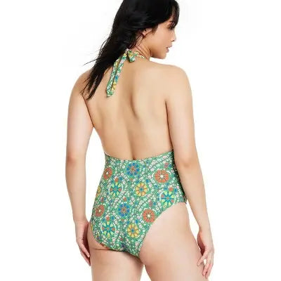 RHODE x Target Women's Zinnia Floral Halter Cheeky One-Piece: Bold & Flirty! - Secondipity