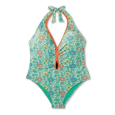 RHODE x Target Women's Zinnia Floral Halter Cheeky One-Piece: Bold & Flirty! - Secondipity
