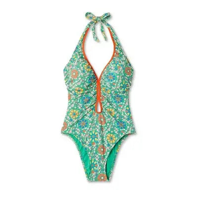RHODE x Target Women's Zinnia Floral Halter Cheeky One-Piece: Bold & Flirty! - Secondipity
