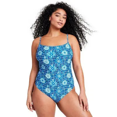 RHODE x Target Women's Zinnia Floral One-Piece Swimsuit Medium Coverage Open Back - Secondipity