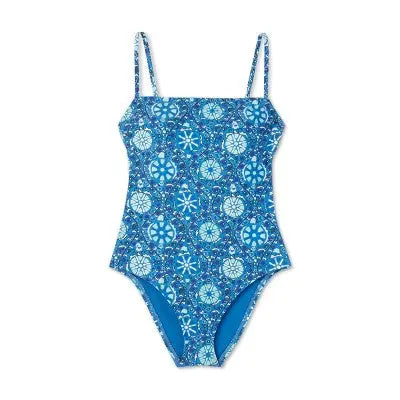 RHODE x Target Women's Zinnia Floral One-Piece Swimsuit Medium Coverage Open Back - Secondipity