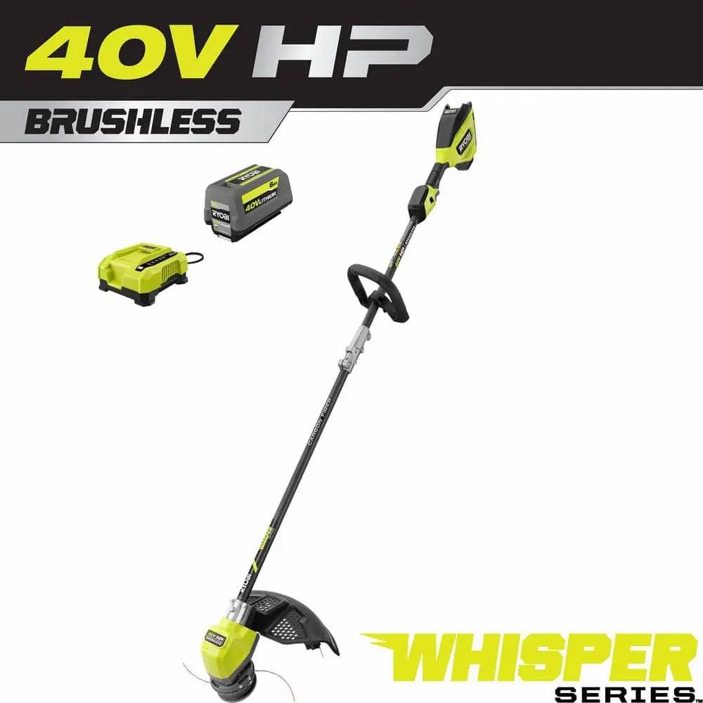 RYOBI 40V HP Brushless Whisper Series 17 in. Cordless Battery Carbon Fiber Shaft String Trimmer w/ 6.0 Ah Battery & Charger RYOBIBullseye Deals