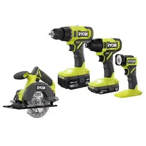 RYOBI ONE+ 18V Cordless 4-Tool Combo Kit with 1.5 Ah Battery, 4.0 Ah Battery, and Charger RYOBIBullseye Deals