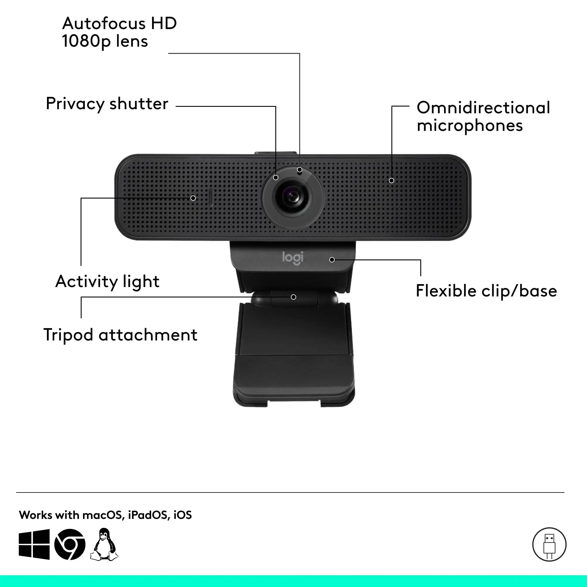 Refurbished - Logitech - C925e Full HD 1080p Business Webcam - Black - 960-001075 LogitechBullseye Deals