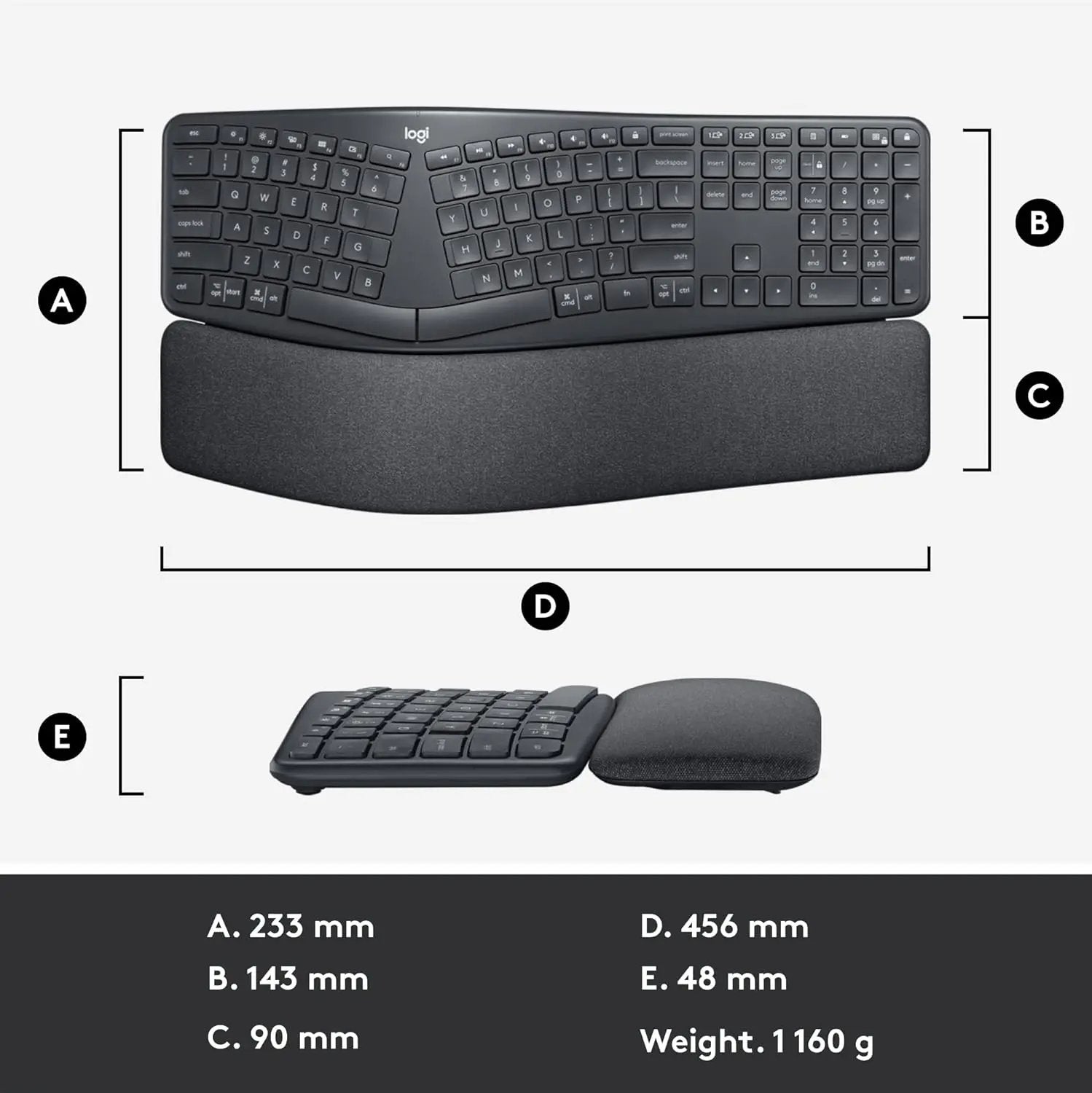 Refurbished - Logitech - ERGO K860 Ergonomic Wireless Keyboard for Windows and Mac with Palm Rest - Black LogitechBullseye Deals