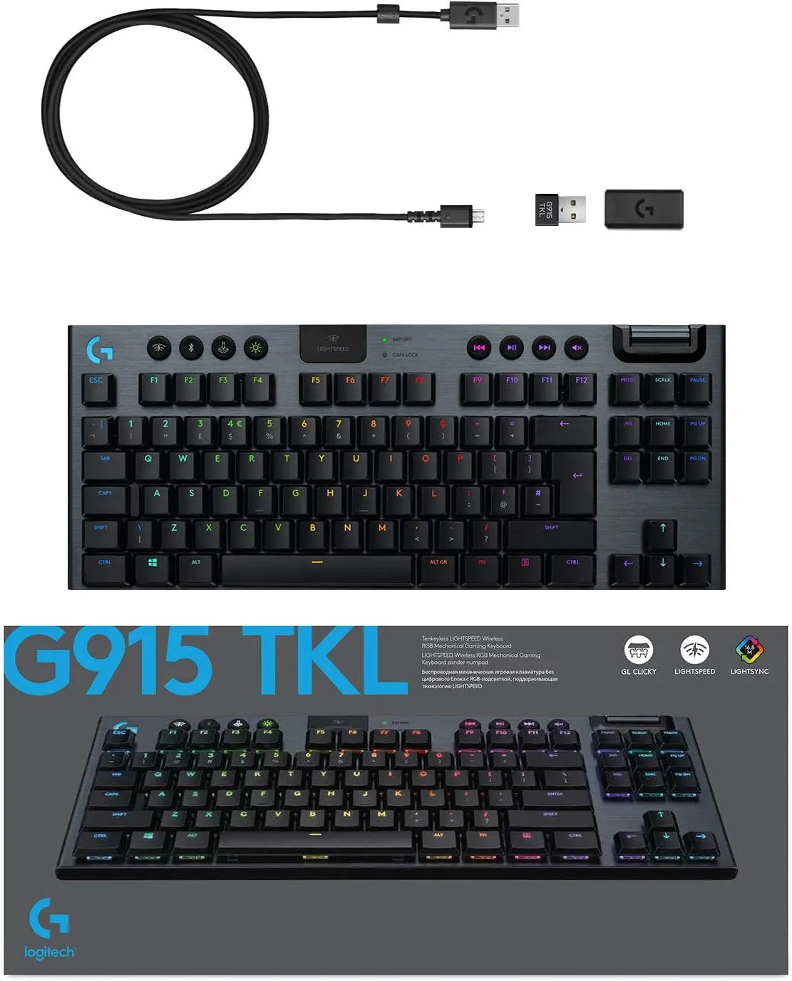 Refurbished - Logitech - G915 LIGHTSPEED TKL Wireless Mechanical GL Clicky Switch Gaming Keyboard LogitechBullseye Deals