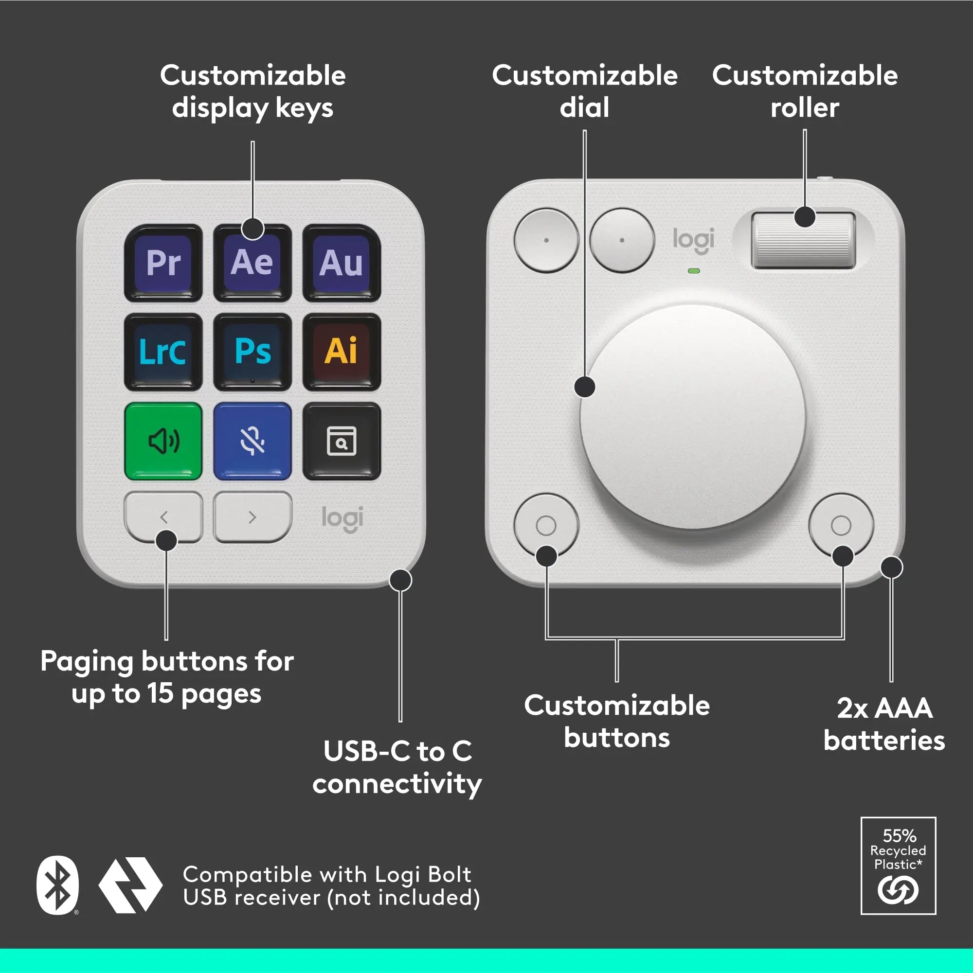 Refurbished - Logitech - MX Creative Console Programmable Keypad with 9 Customizable Keys LogitechBullseye Deals