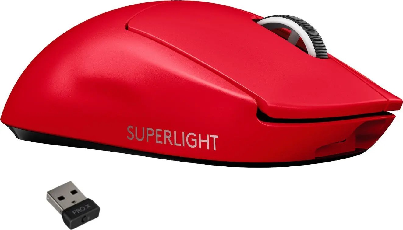 Refurbished - Logitech - PRO X SUPERLIGHT Lightweight Wireless Optical Gaming Mouse with HERO 25K Sensor - Red LogitechBullseye Deals