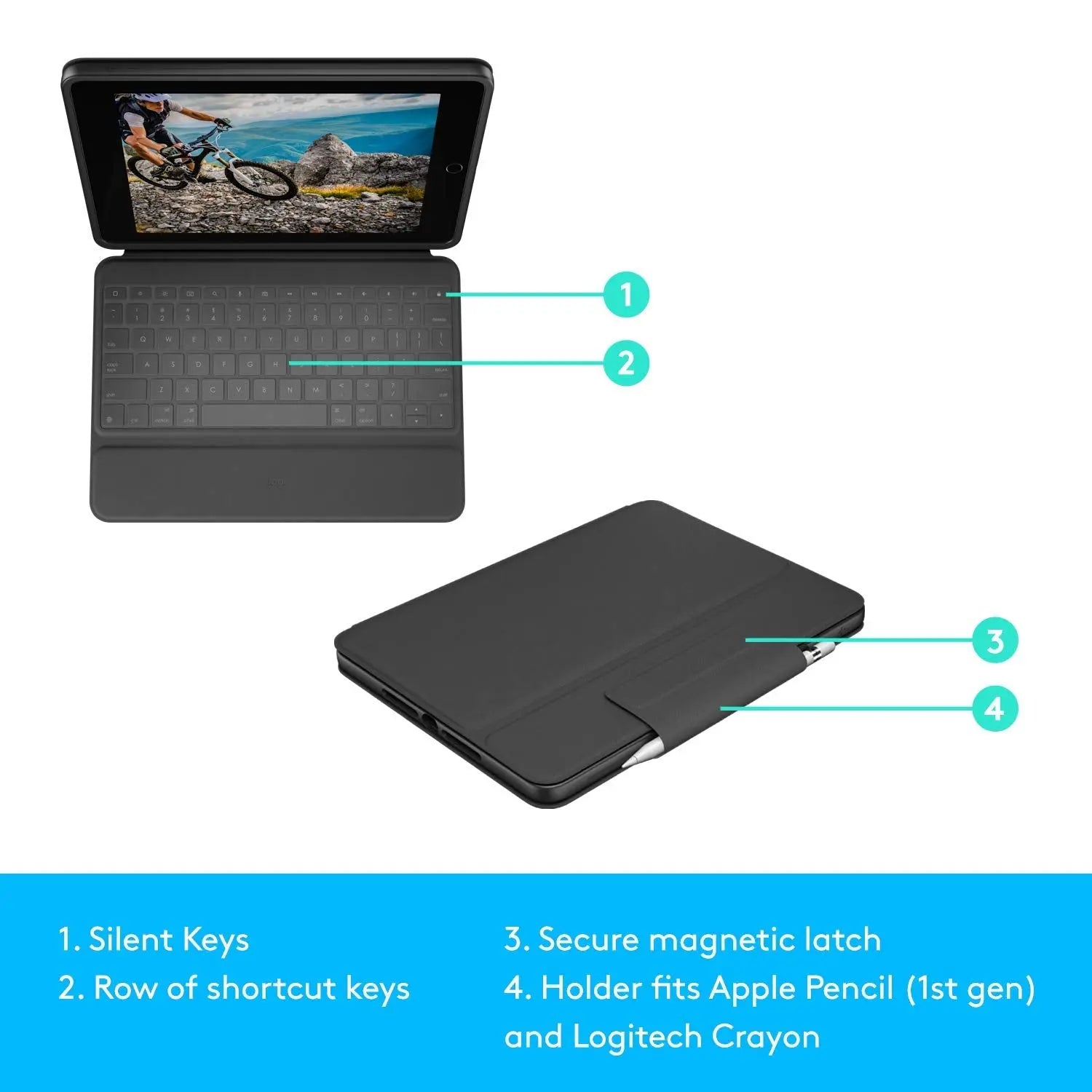 Refurbished - Logitech Rugged Folio Keyboard Folio for Apple iPad (7th, 8th & 9th Gen) LogitechBullseye Deals
